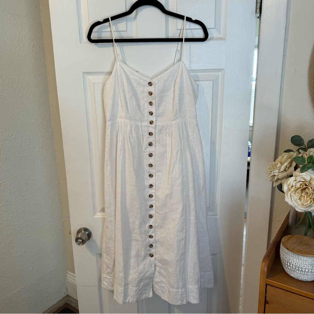 Madewell Button Down White Linen Dress